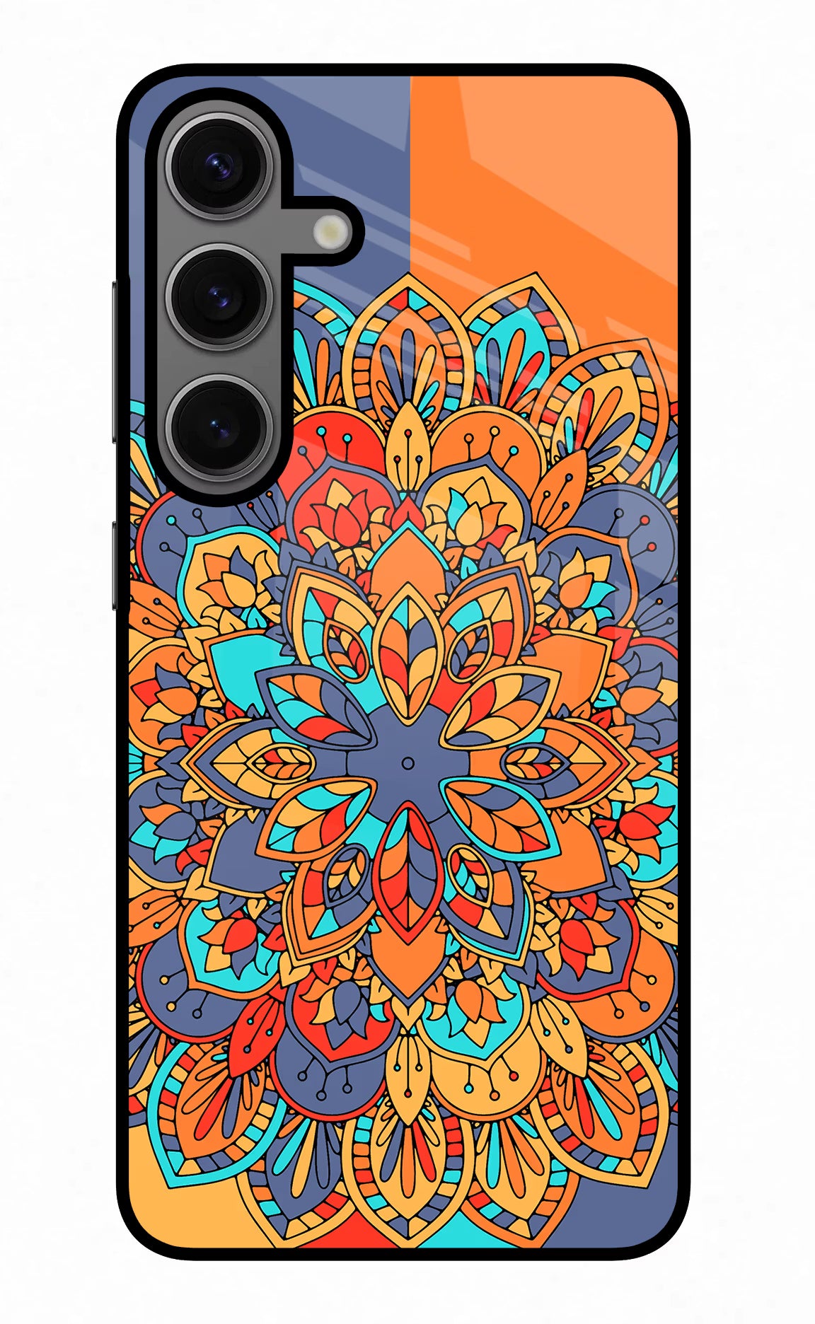 Color Mandala Samsung S24 Glass Case Back Cover by Casekaro