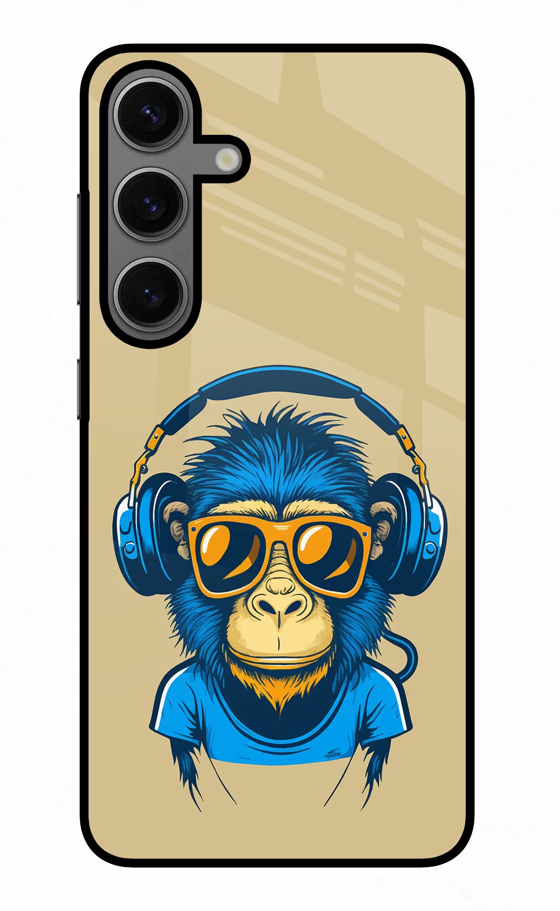 Monkey Headphone Samsung S24 Glass Case Back Cover by Casekaro