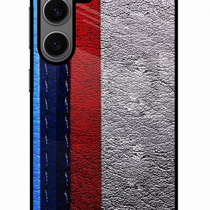 BMW Stripes Samsung S24 Glass Case Back Cover by Casekaro