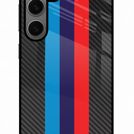 BMW Stripes Pattern Samsung S24 Glass Case Back Cover by Casekaro