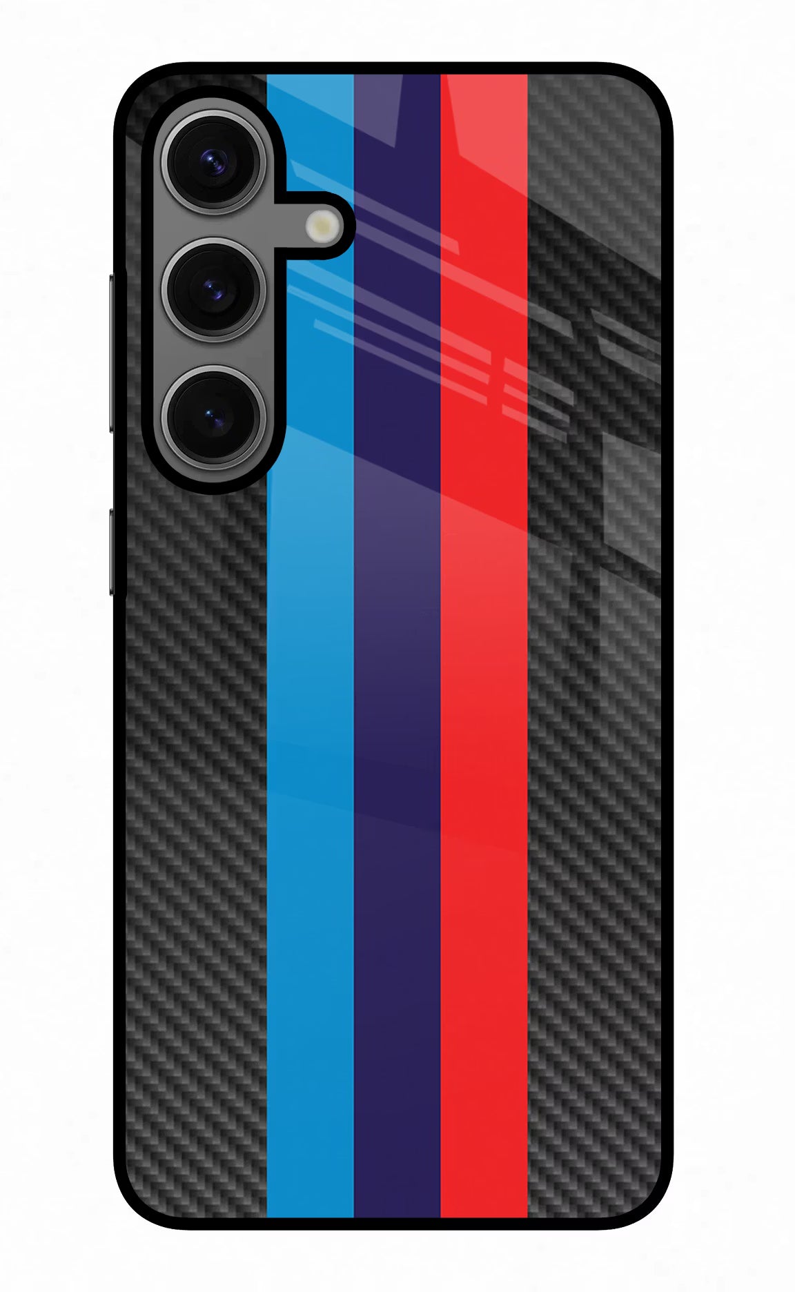 BMW Stripes Pattern Samsung S24 Glass Case Back Cover by Casekaro
