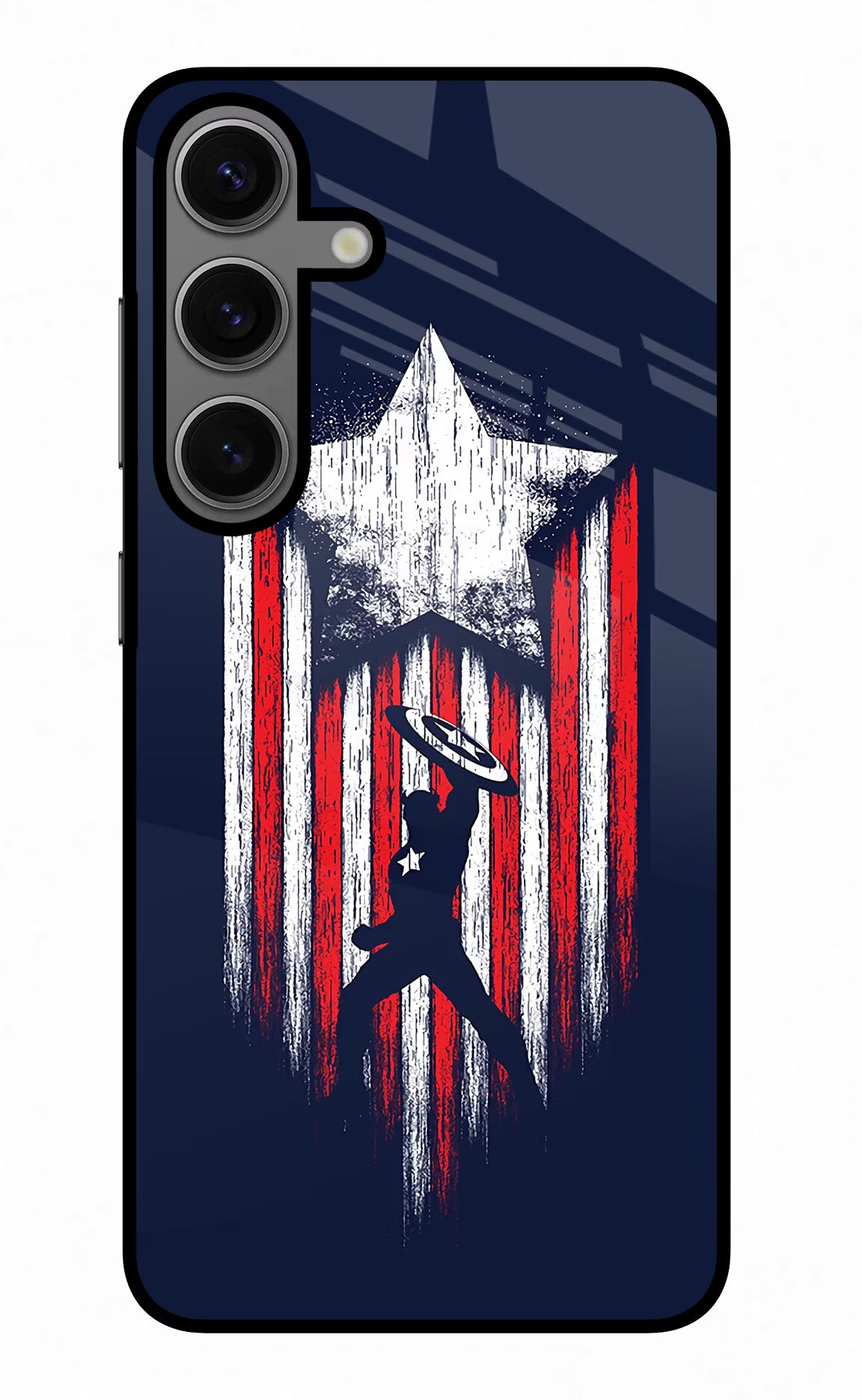 Captain America Marvel Art Samsung S24 Glass Case Back Cover by Casekaro