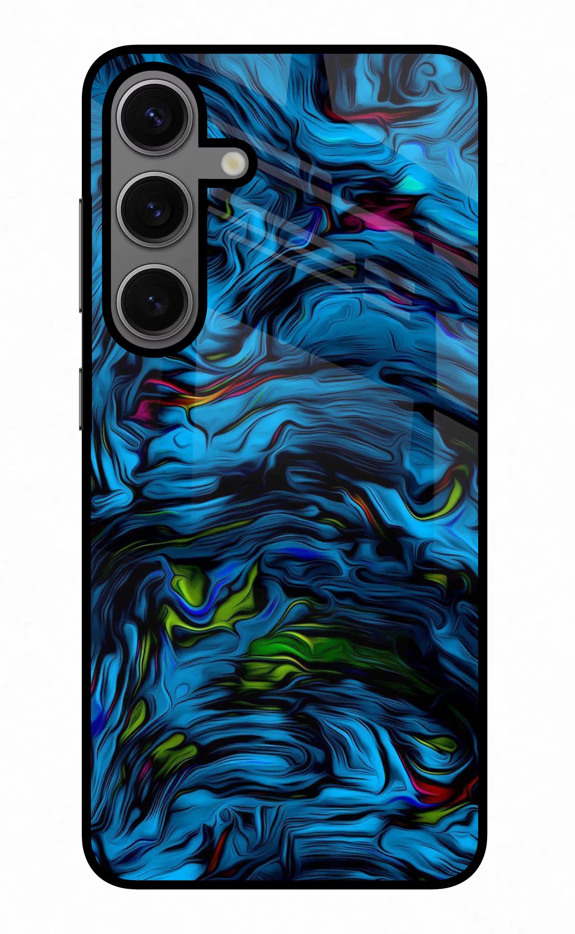 Dark Blue Abstract Samsung S24 Glass Case Back Cover by Casekaro
