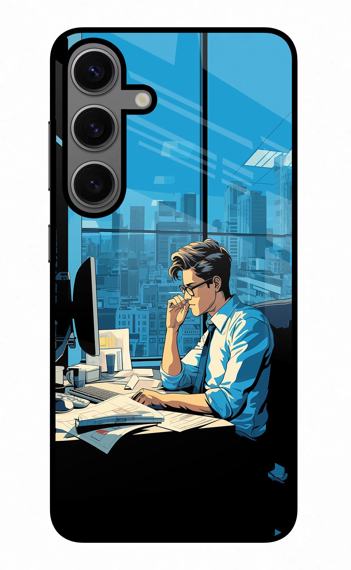 Focused Hustler (AI Generated) Samsung S24 Glass Case Back Cover by Casekaro