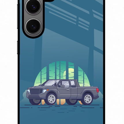 Retro Garage Vibe Samsung S24 Glass Case Back Cover by Casekaro