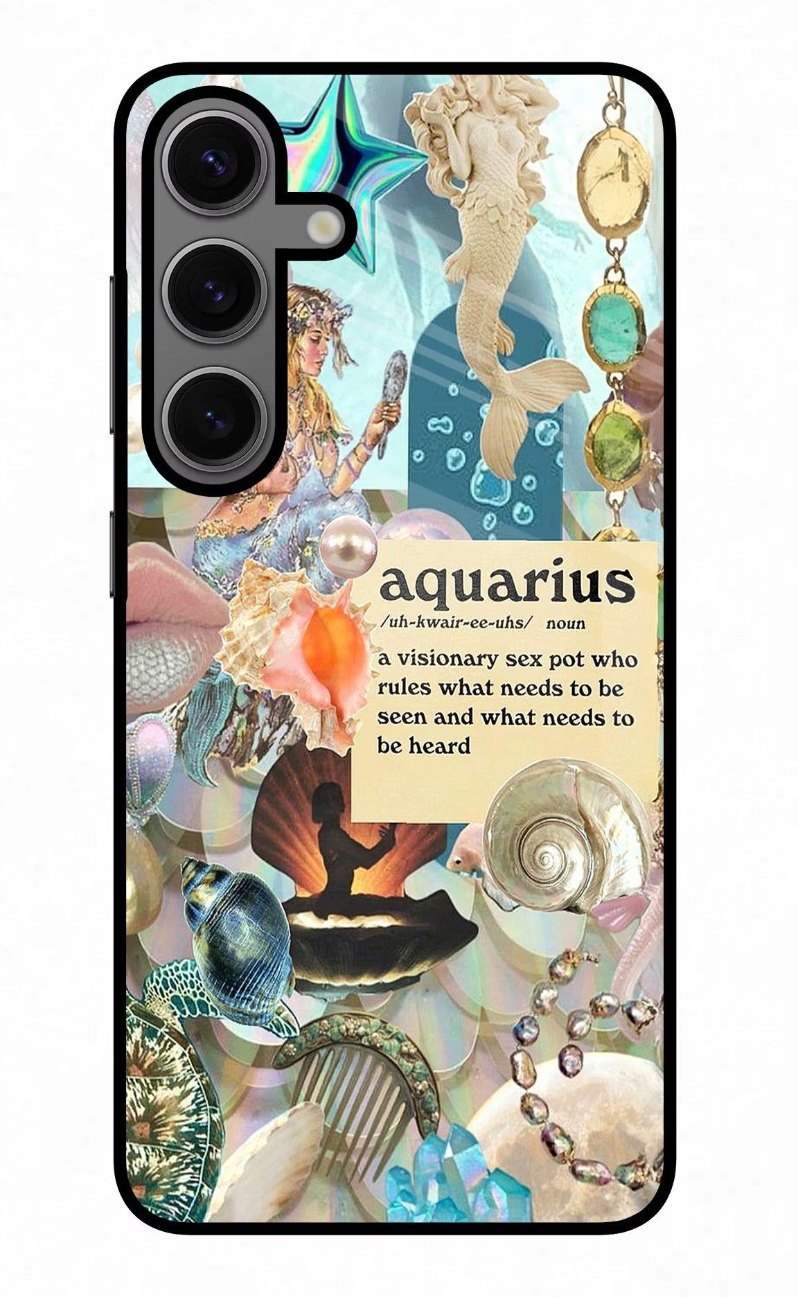 Aquarius Zodiac Samsung S24 Glass Case Back Cover by Casekaro
