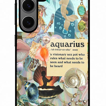 Aquarius Zodiac Samsung S24 Glass Case Back Cover by Casekaro