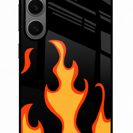 Fired Up – Black Samsung S24 Glass Case Back Cover by Casekaro