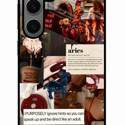 Zodiac Aries Samsung S24 Glass Case Back Cover by Casekaro