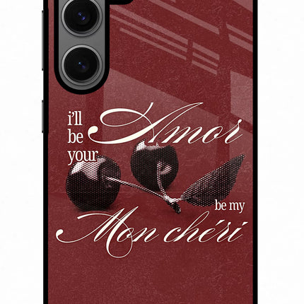 Velvet Cherry Samsung S24 Glass Case Back Cover by Casekaro