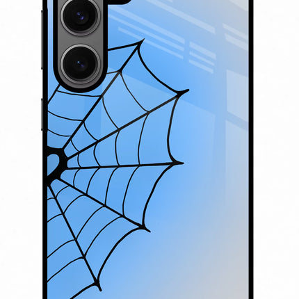 Blue Web Samsung S24 Glass Case Back Cover by Casekaro