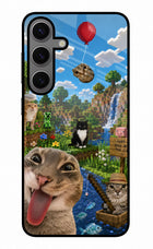 Minecraft Cat Chaos Samsung S24 Glass Case