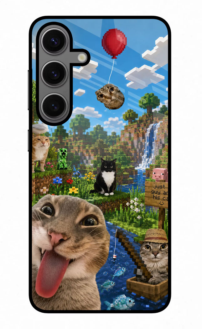 Minecraft Cat Chaos Samsung S24 Glass Case