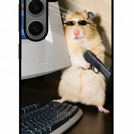 Hacker Hamster Samsung S24 Glass Case Back Cover by Casekaro