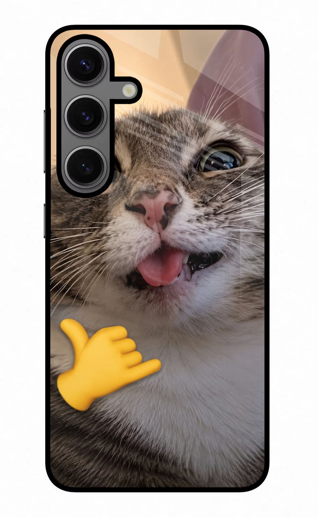 Silly Cat Call Samsung S24 Glass Case