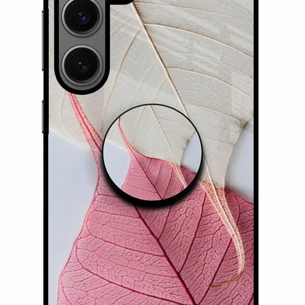White Pink Leaf Samsung S24 Glass Case