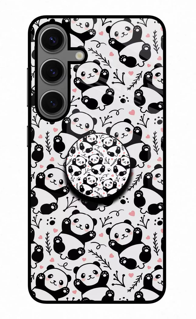 Cute Panda Samsung S24 Glass Case