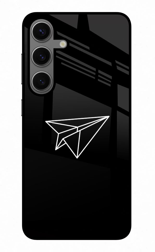 Paper Plane White Samsung S24 Plus Glass Case