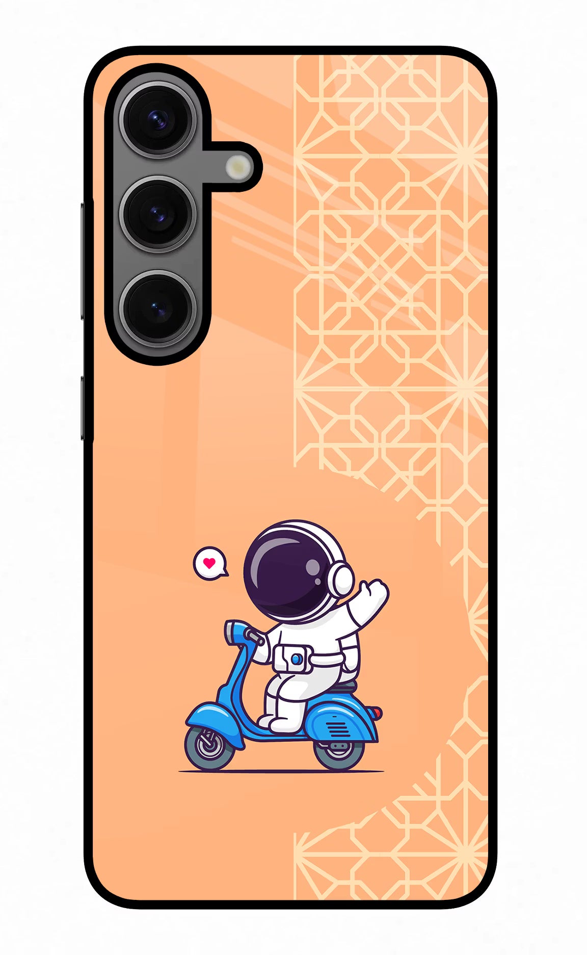 Cute Astronaut Riding Samsung S24 Plus Glass Case Back Cover by Casekaro