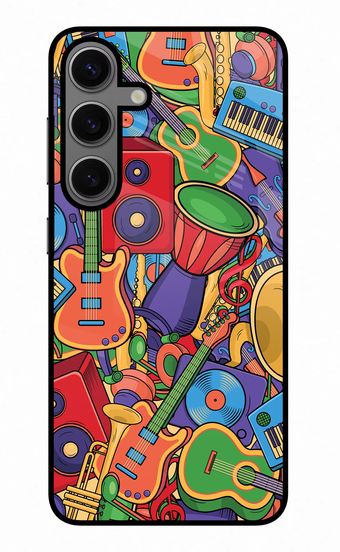 Music Instrument Doodle Samsung S24 Plus Glass Case Back Cover by Casekaro
