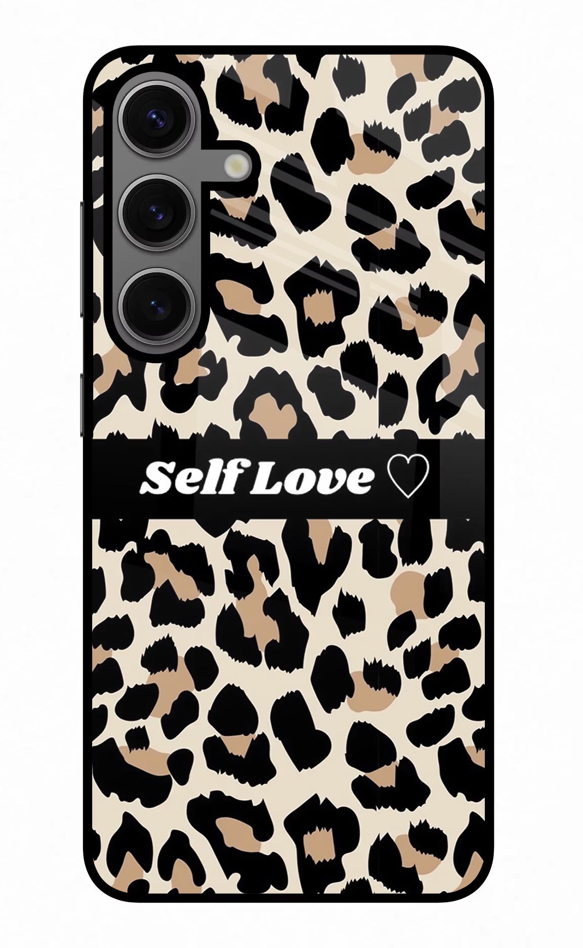 Leopard Print Self Love Samsung S24 Plus Glass Case Back Cover by Casekaro
