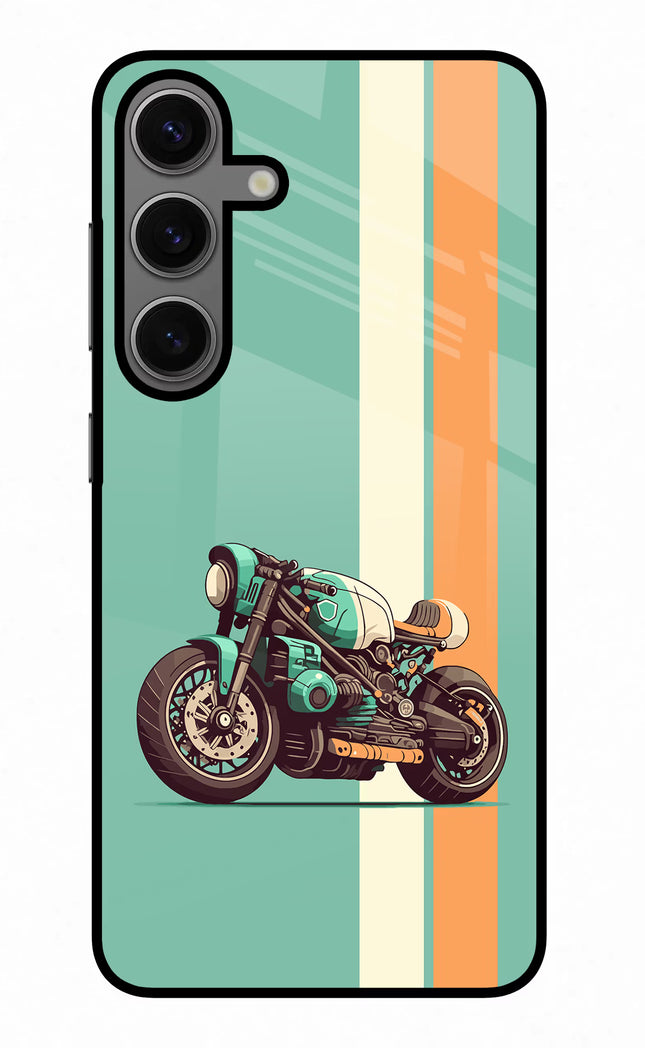 Striped Moto Drift Samsung S24 Plus Glass Case