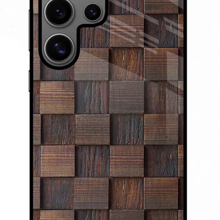 Wooden Cube Design Samsung S24 Ultra Glass Case