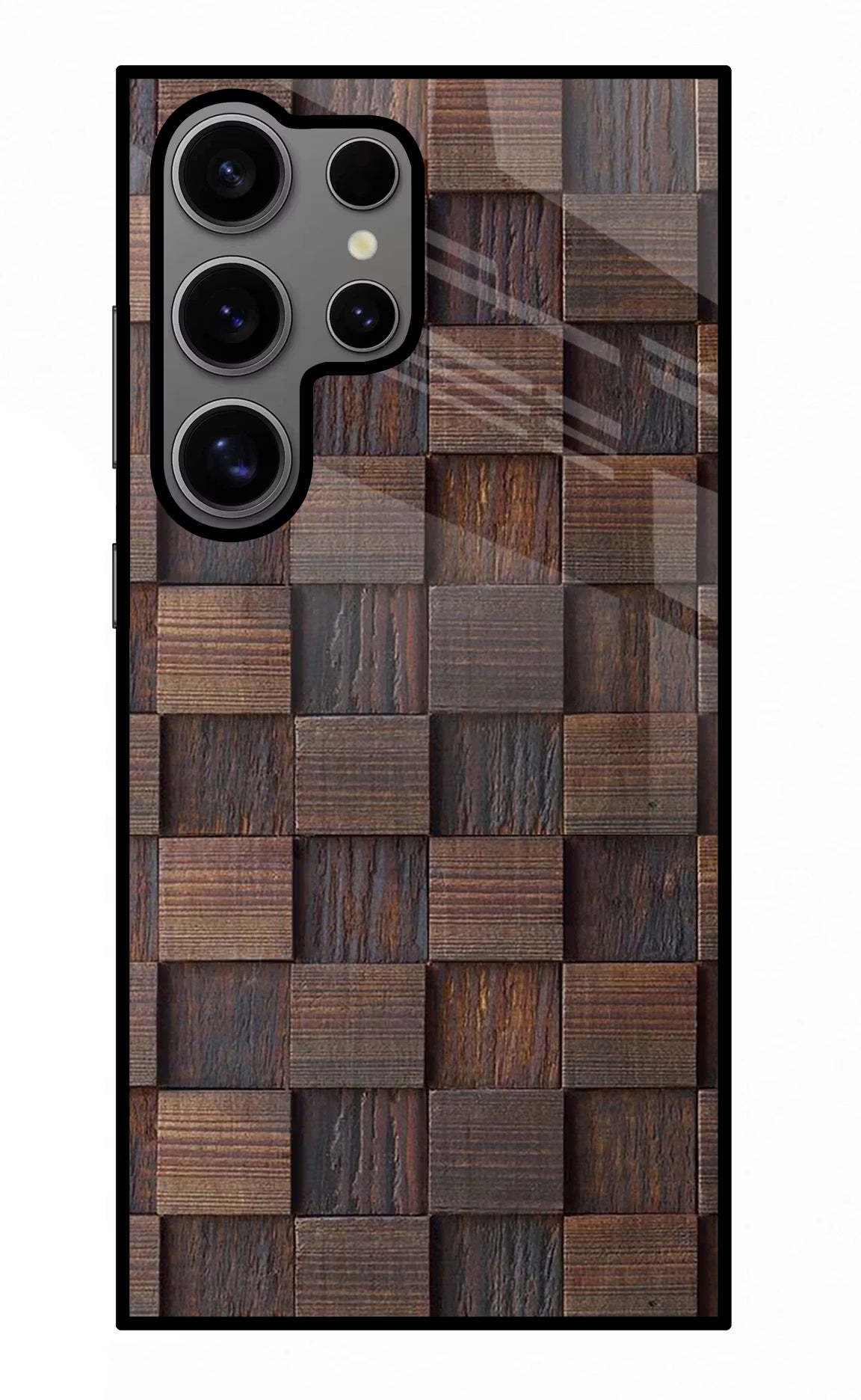 Wooden Cube Design Samsung S24 Ultra Glass Case Back Cover by Casekaro