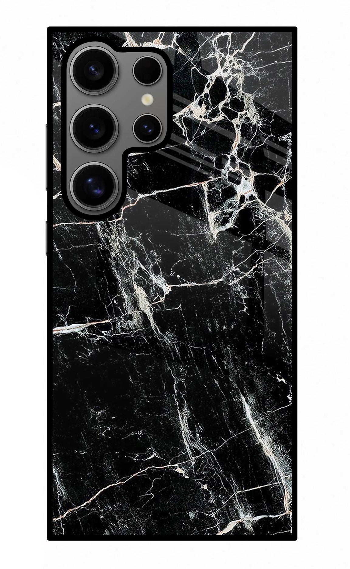 Black Marble Texture Samsung S24 Ultra Glass Case