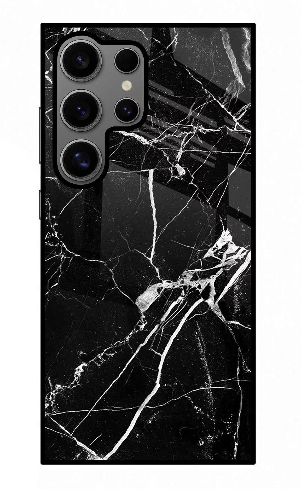 Black Marble Pattern Samsung S24 Ultra Glass Case Back Cover by Casekaro