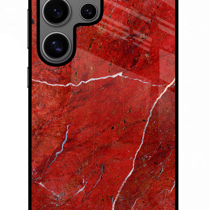 Red Marble Design Samsung S24 Ultra Glass Case Back Cover by Casekaro