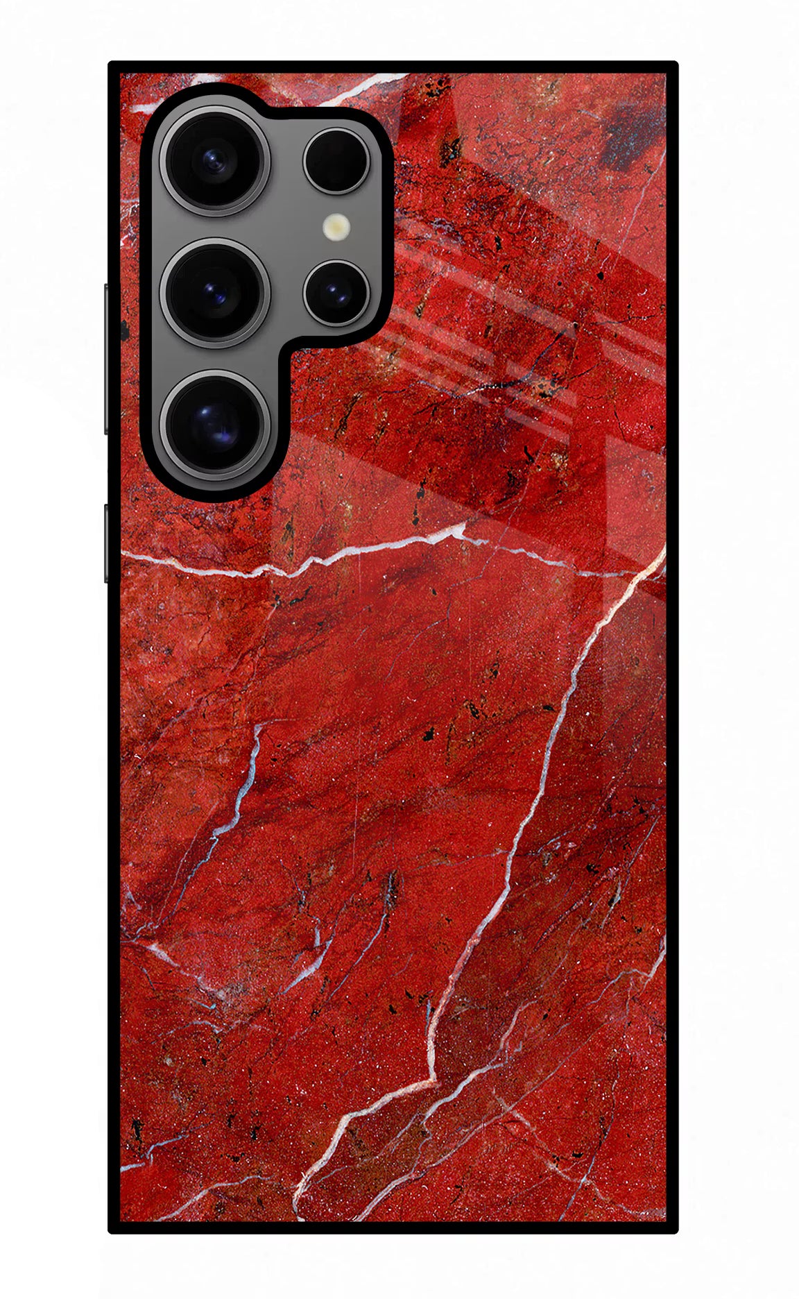 Red Marble Design Samsung S24 Ultra Glass Case Back Cover by Casekaro