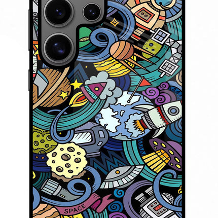 Space Abstract Samsung S24 Ultra Glass Case Back Cover by Casekaro