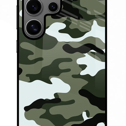 Camouflage Samsung S24 Ultra Glass Case Back Cover by Casekaro