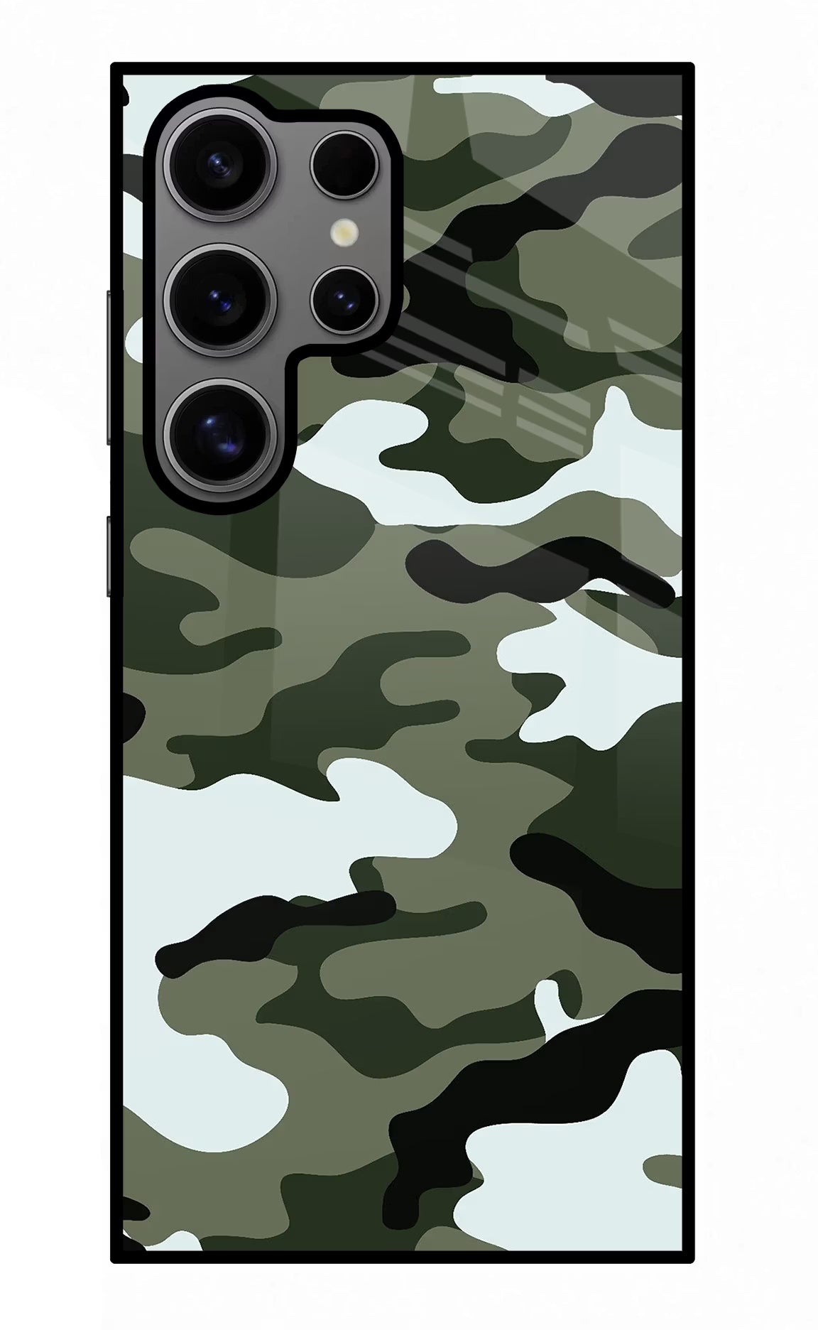 Camouflage Samsung S24 Ultra Glass Case Back Cover by Casekaro