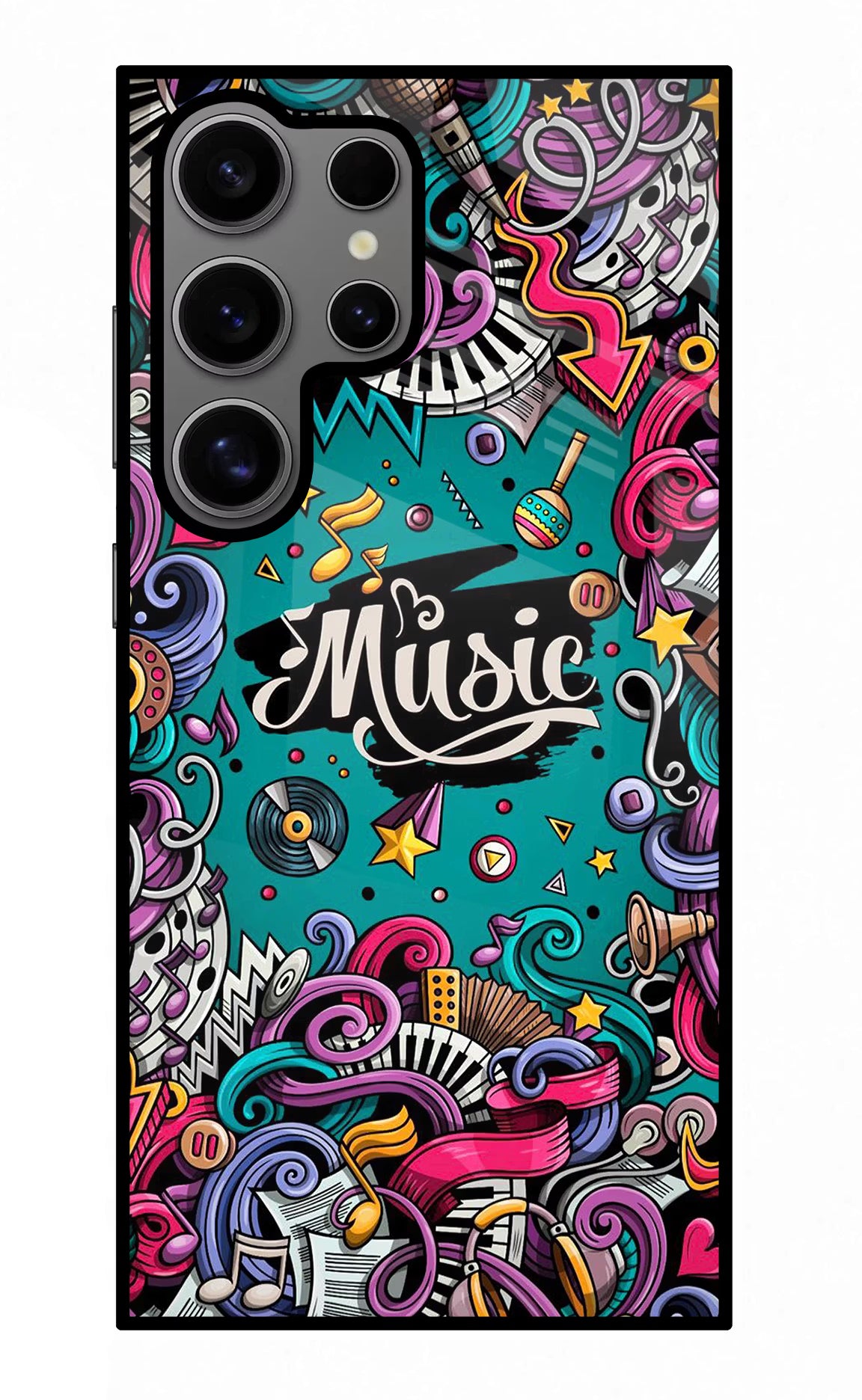 Music Graffiti Samsung S24 Ultra Glass Case Back Cover by Casekaro