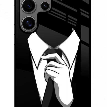 Black Tie Samsung S24 Ultra Glass Case Back Cover by Casekaro