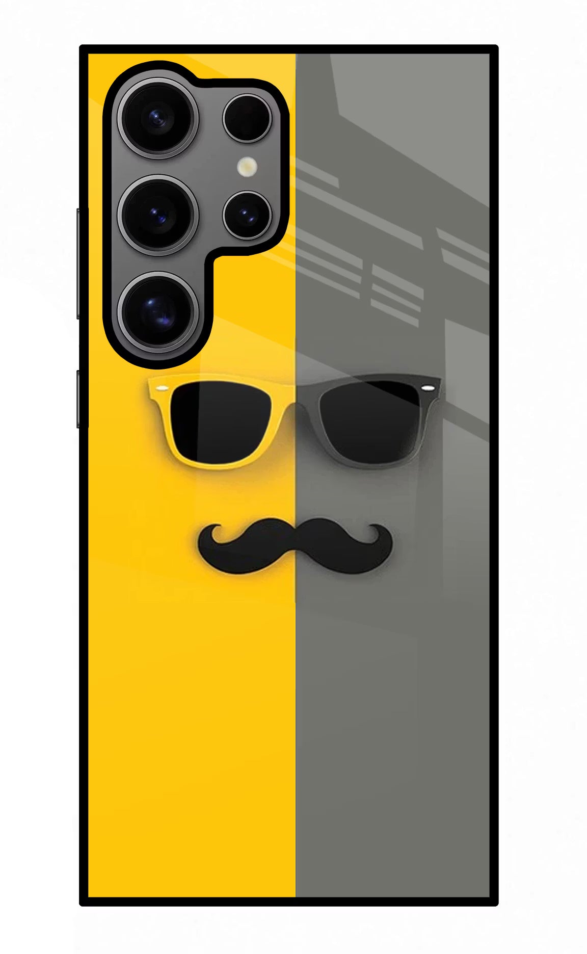Sunglasses with Mustache Samsung S24 Ultra Glass Case Back Cover by Casekaro
