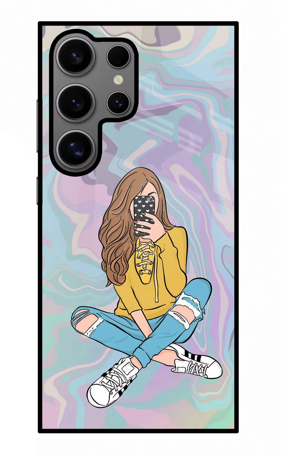Selfie Girl Samsung S24 Ultra Glass Case Back Cover by Casekaro