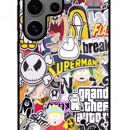 Sticker Bomb Samsung S24 Ultra Glass Case Back Cover by Casekaro