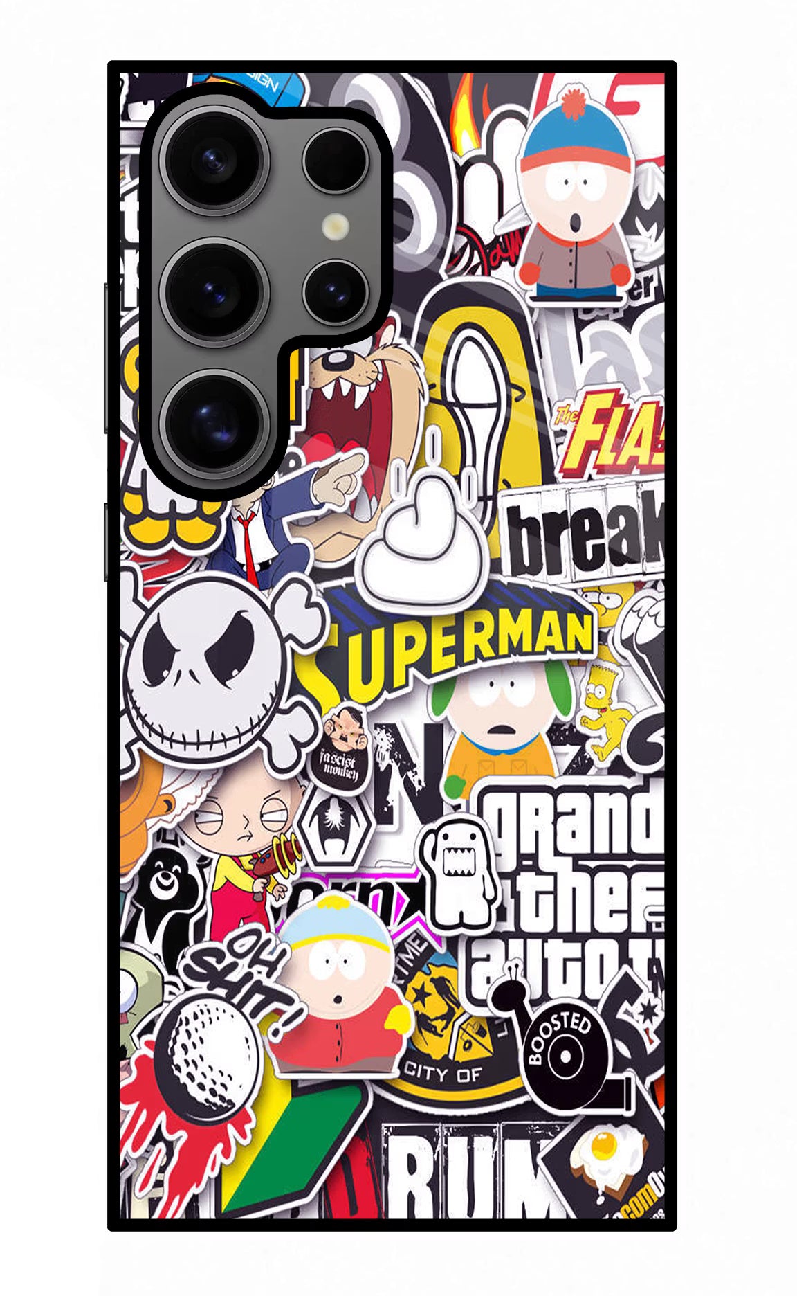 Sticker Bomb Samsung S24 Ultra Glass Case Back Cover by Casekaro