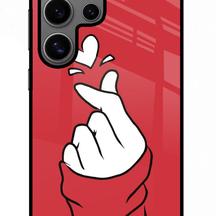 Korean Love Sign Samsung S24 Ultra Glass Case Back Cover by Casekaro