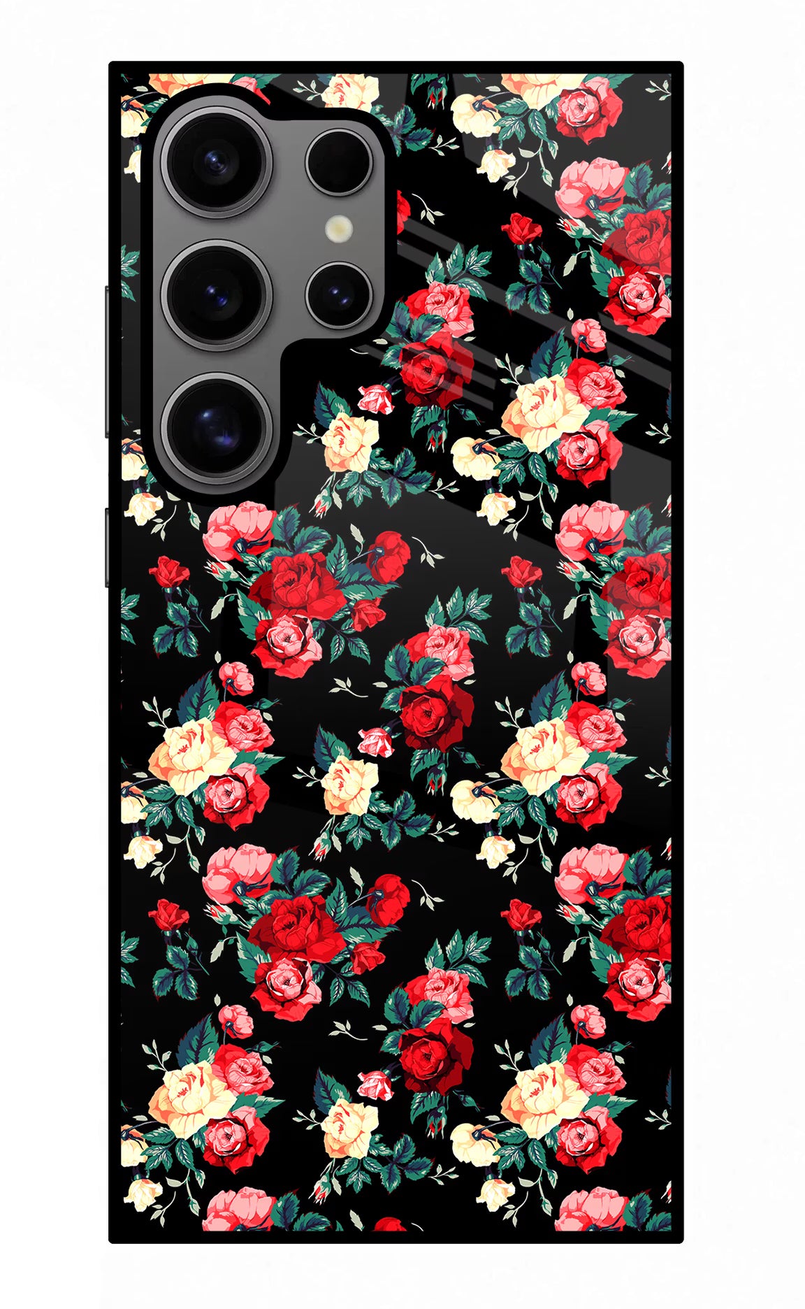 Rose Pattern Samsung S24 Ultra Glass Case Back Cover by Casekaro