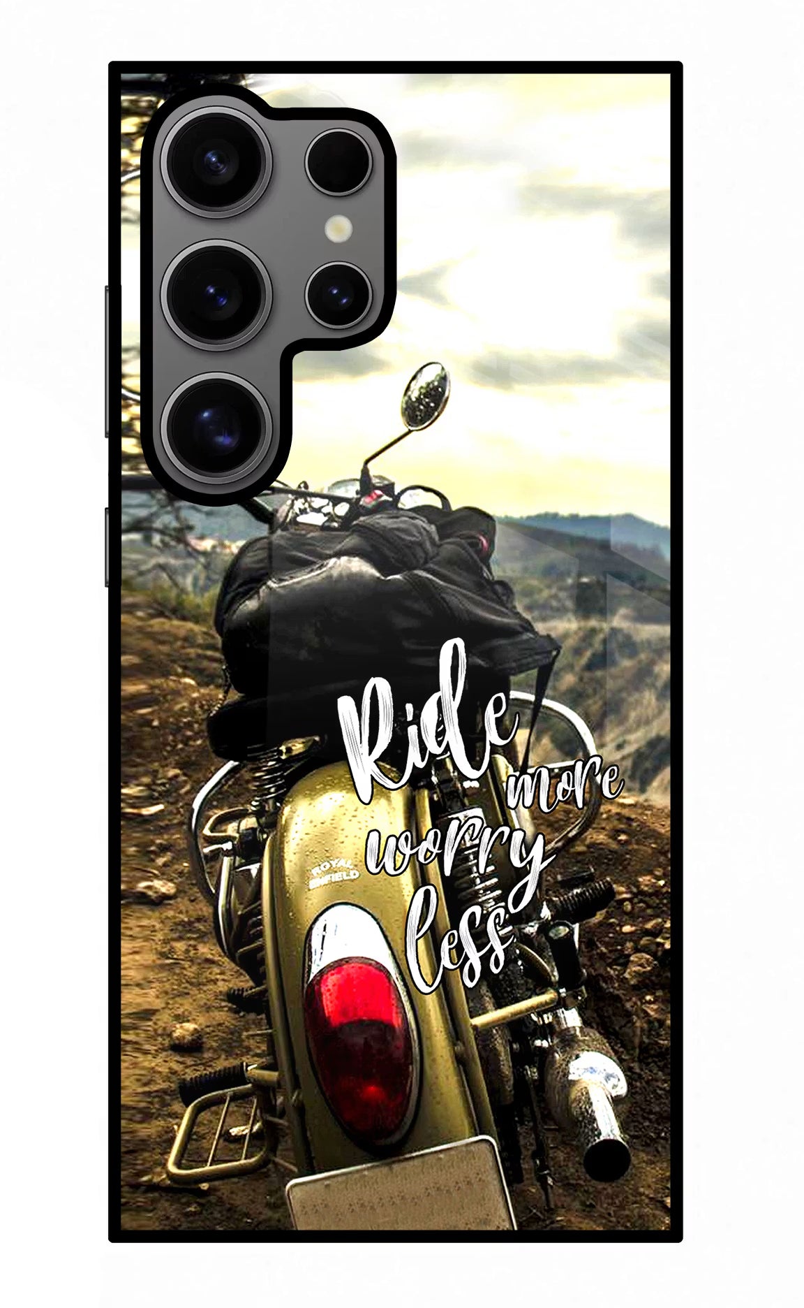 Ride More Worry Less Samsung S24 Ultra Glass Case Back Cover by Casekaro