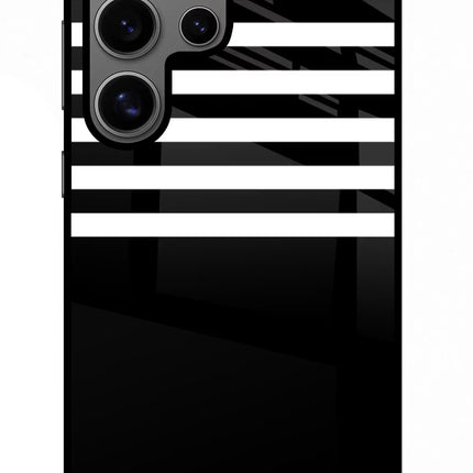 Black and White Print Samsung S24 Ultra Glass Case Back Cover by Casekaro