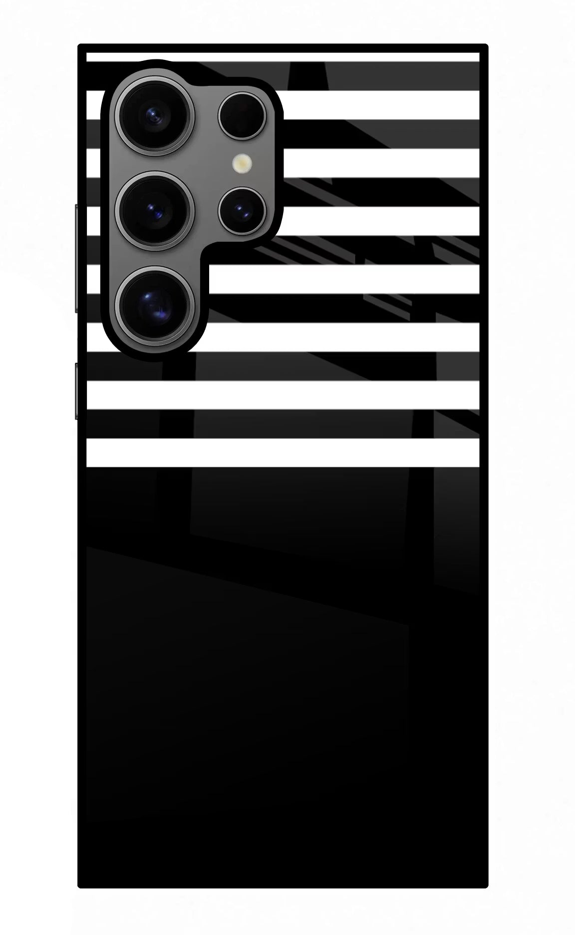 Black and White Print Samsung S24 Ultra Glass Case Back Cover by Casekaro