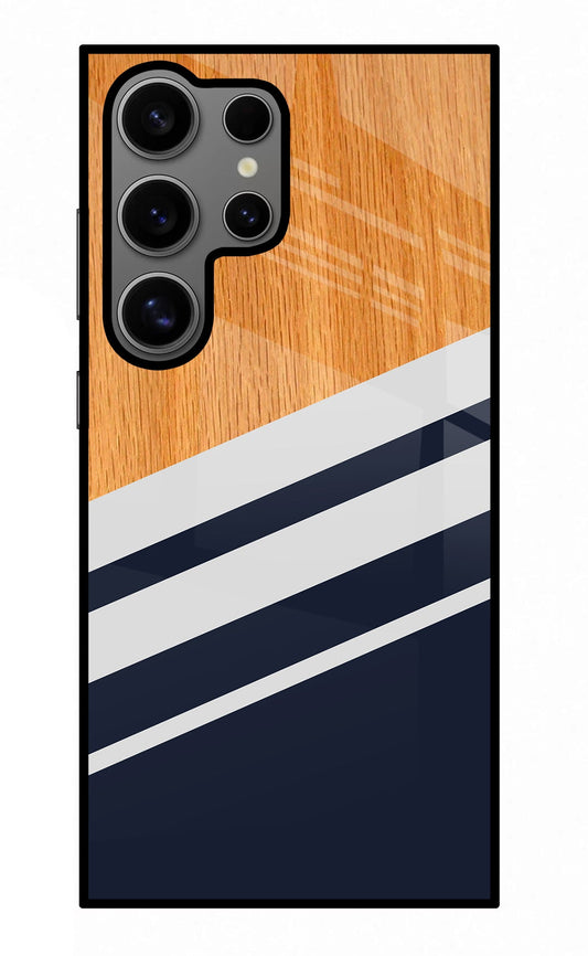 Blue and white wooden Samsung S24 Ultra Glass Case