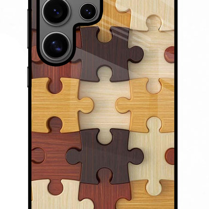 Wooden Puzzle Samsung S24 Ultra Glass Case Back Cover by Casekaro