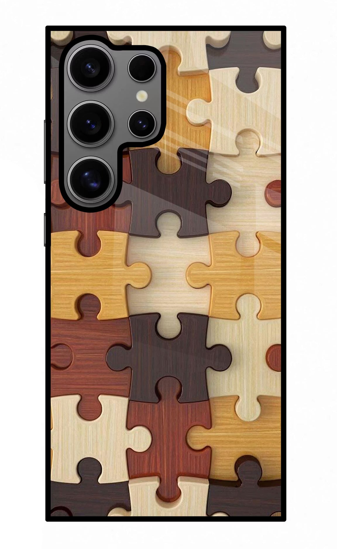 Wooden Puzzle Samsung S24 Ultra Glass Case Back Cover by Casekaro