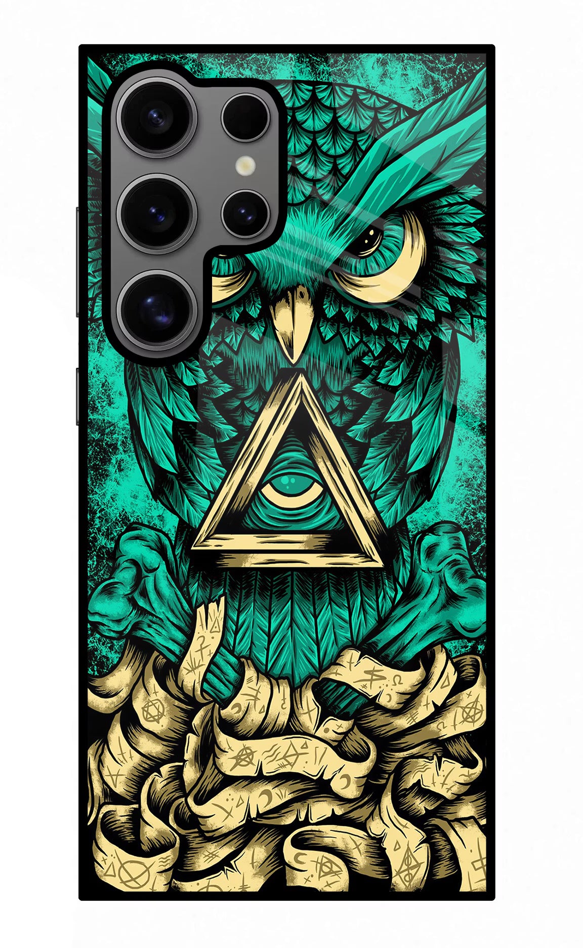 Green Owl Samsung S24 Ultra Glass Case Back Cover by Casekaro